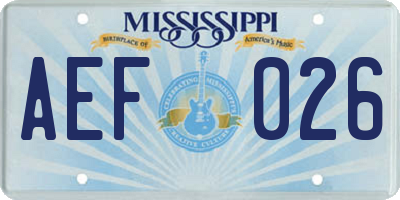 MS license plate AEF026