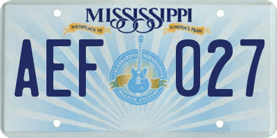 MS license plate AEF027