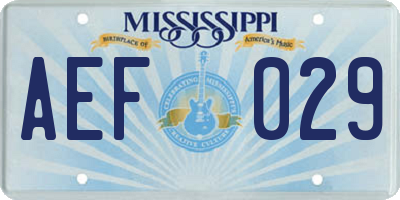 MS license plate AEF029