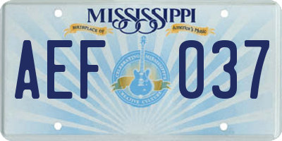 MS license plate AEF037