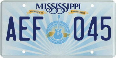 MS license plate AEF045