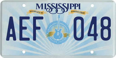 MS license plate AEF048