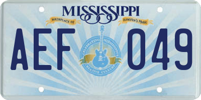 MS license plate AEF049