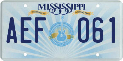MS license plate AEF061