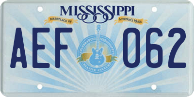 MS license plate AEF062