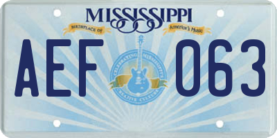 MS license plate AEF063