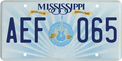MS license plate AEF065