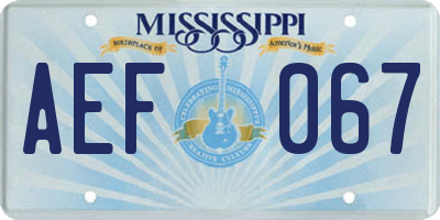 MS license plate AEF067