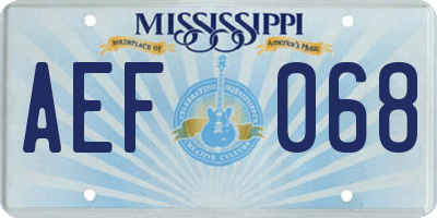 MS license plate AEF068