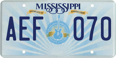 MS license plate AEF070