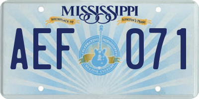 MS license plate AEF071
