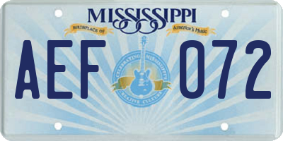 MS license plate AEF072