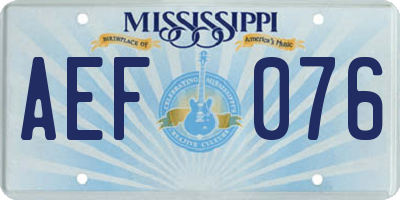 MS license plate AEF076