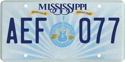 MS license plate AEF077