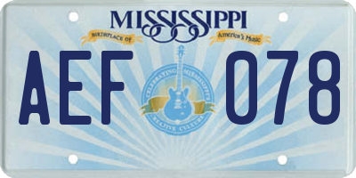 MS license plate AEF078