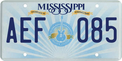 MS license plate AEF085