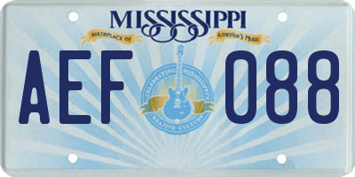 MS license plate AEF088