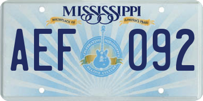 MS license plate AEF092