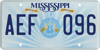 MS license plate AEF096