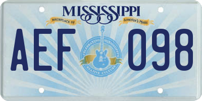 MS license plate AEF098