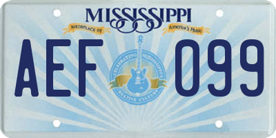 MS license plate AEF099