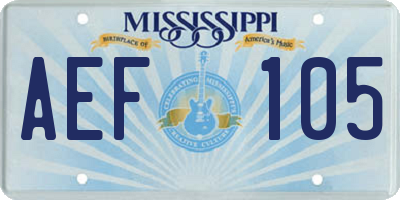 MS license plate AEF105