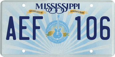 MS license plate AEF106