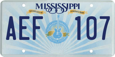 MS license plate AEF107