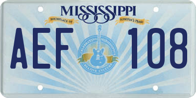 MS license plate AEF108
