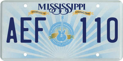 MS license plate AEF110
