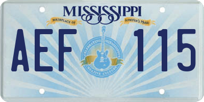 MS license plate AEF115