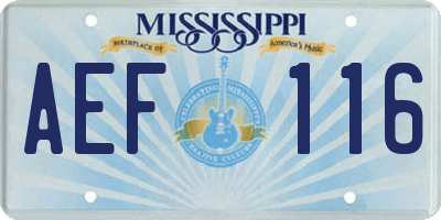 MS license plate AEF116