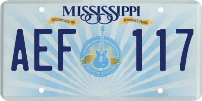 MS license plate AEF117