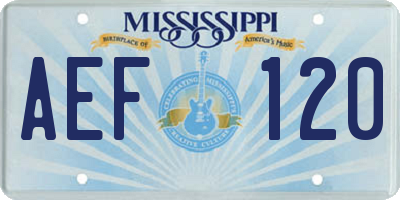 MS license plate AEF120