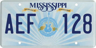 MS license plate AEF128