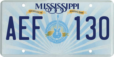 MS license plate AEF130