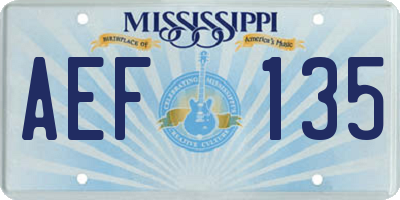 MS license plate AEF135