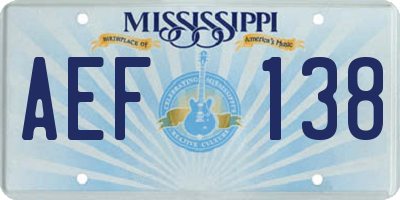 MS license plate AEF138