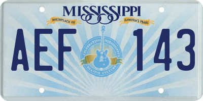 MS license plate AEF143