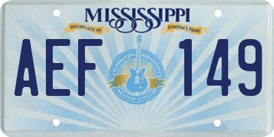MS license plate AEF149