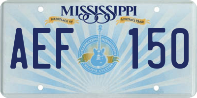 MS license plate AEF150