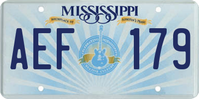 MS license plate AEF179