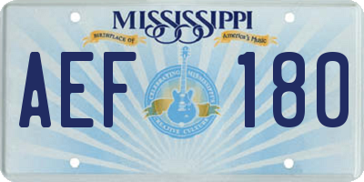MS license plate AEF180