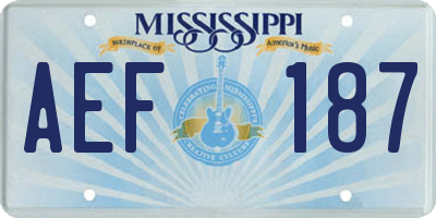 MS license plate AEF187