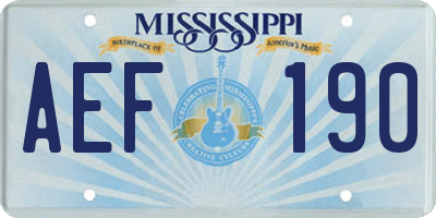 MS license plate AEF190