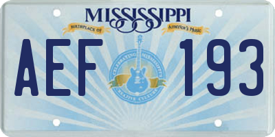MS license plate AEF193