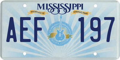 MS license plate AEF197