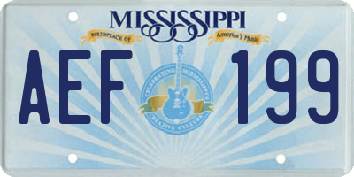 MS license plate AEF199