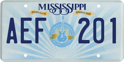 MS license plate AEF201