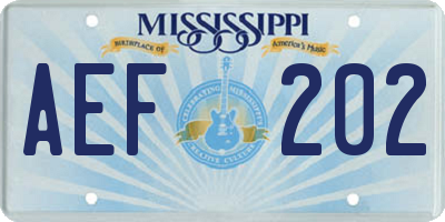 MS license plate AEF202